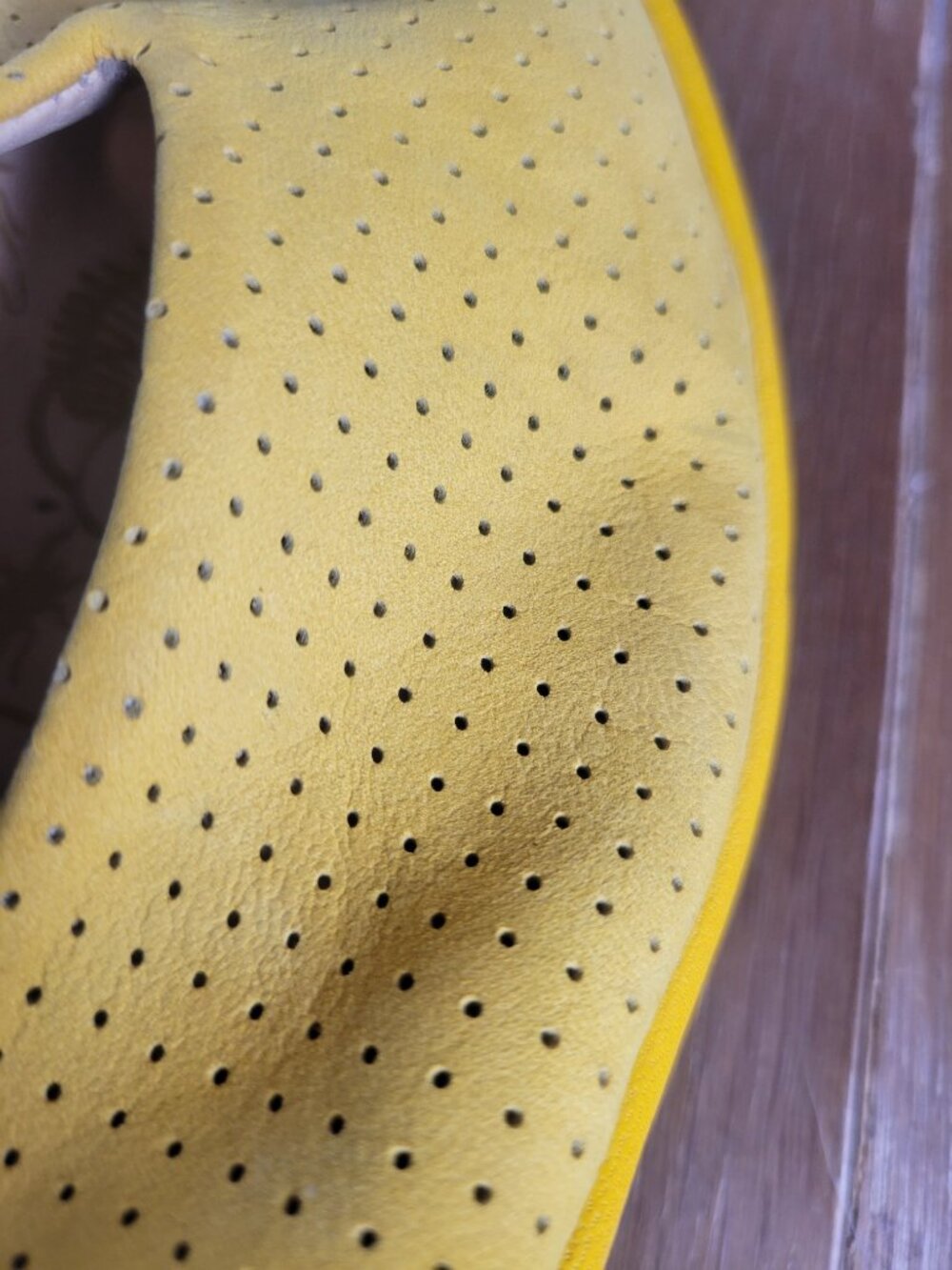 Fly London Yellow Perforated Leather Peep Toe Wedge Sandals EU 36 US 5.5-6 - Picture 10 of 14